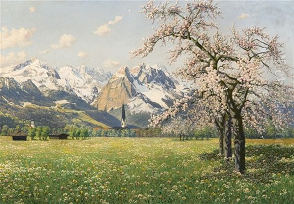 Spring In Garmish Partenkirchen Oil Painting by Philipp Graf