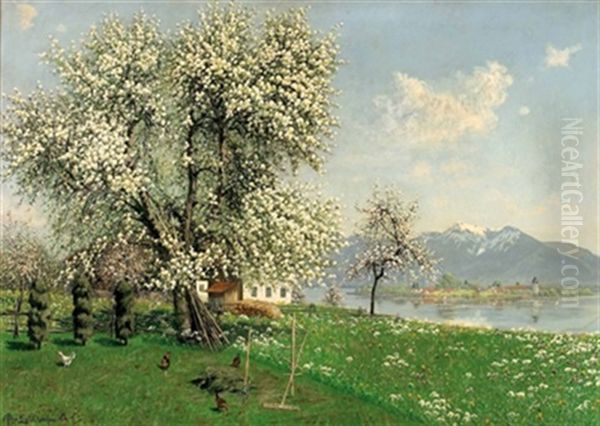 Fruhling Am Chiemsee Mit Fraueninsel Oil Painting by Philipp Graf