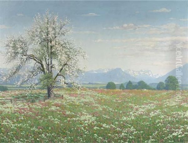 Spring In The Alps Oil Painting by Philipp Graf