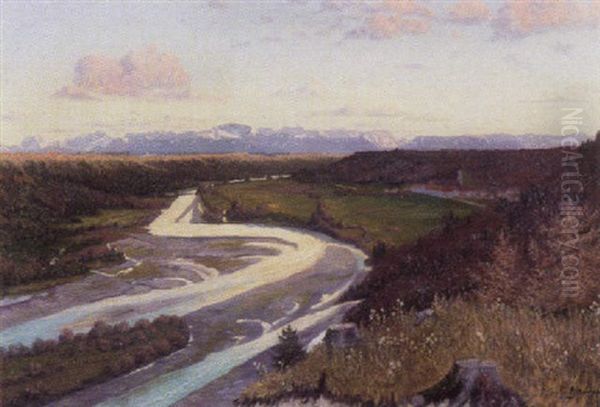 Das Isar-tal Mit Blick Auf Kloster Schaftlarn Oil Painting by Philipp Graf