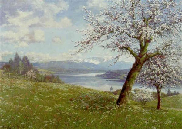 Starnberger See Bei Tutzing Im Fruhling Oil Painting by Philipp Graf