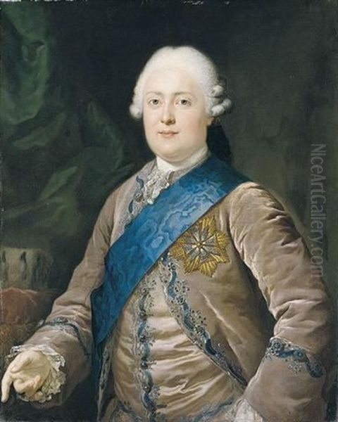 Portrait Of Friedrich August I, Elector And Later King Of Saxony, Wearing A Mauve Jacket And Waistcoat And The Badge Of The Order Of The White Eagle Oil Painting by Anton Graff