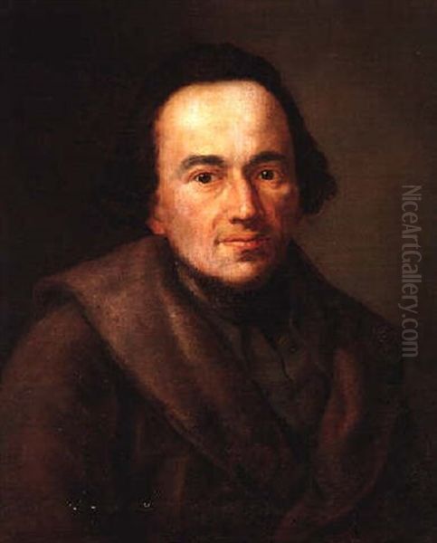 Portrait Of Moses Mendelssohn, Bust Length, Wearing A Brown Coa Oil Painting by Anton Graff