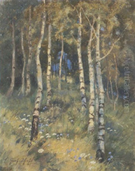 Birkenwald Oil Painting by Cacilie Graf-Pfaff