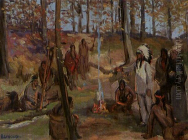 Meeting Of Father Marquette And Pow Oil Painting by Robert Wadsworth Grafton