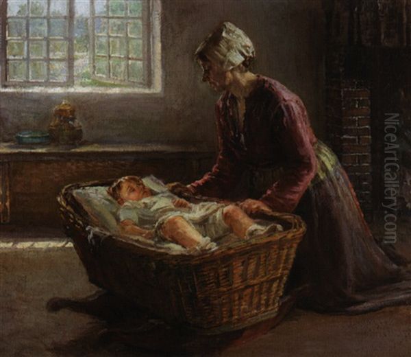 Patsey And Mother - Linda Oil Painting by Robert Wadsworth Grafton