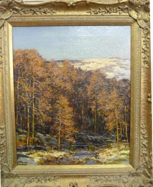 Winter At Redmire Oil Painting by George Graham