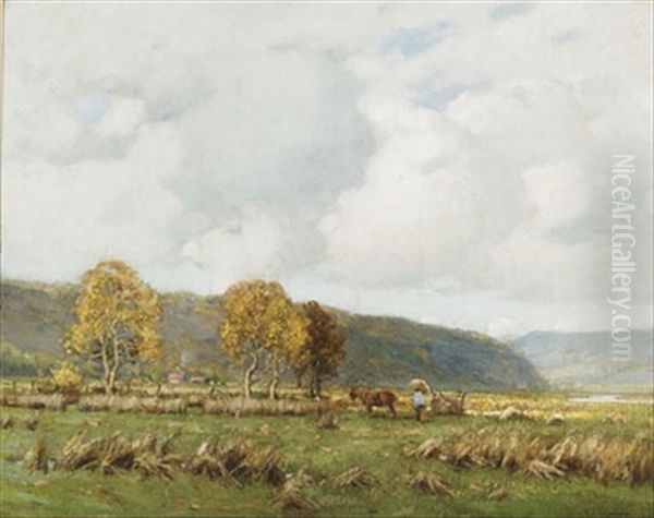 A Harvest Of Reeds, Llanelly Oil Painting by George Graham