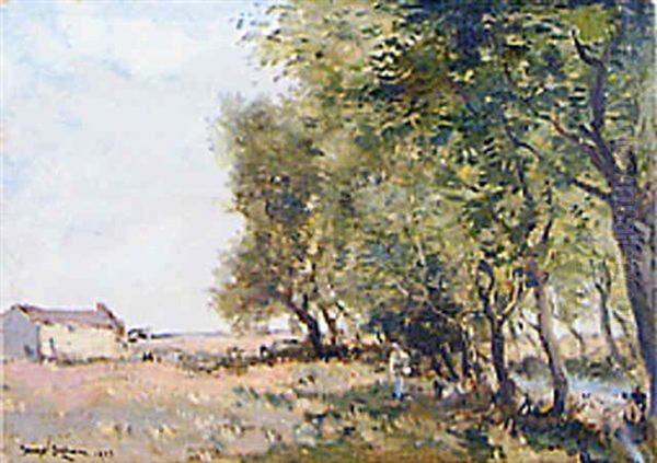 Figure In A Country Landscape Oil Painting by George Graham