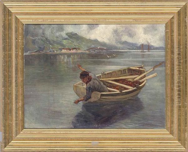 Fishing On A Scottish Loch Oil Painting by John (Gilbert) Graham