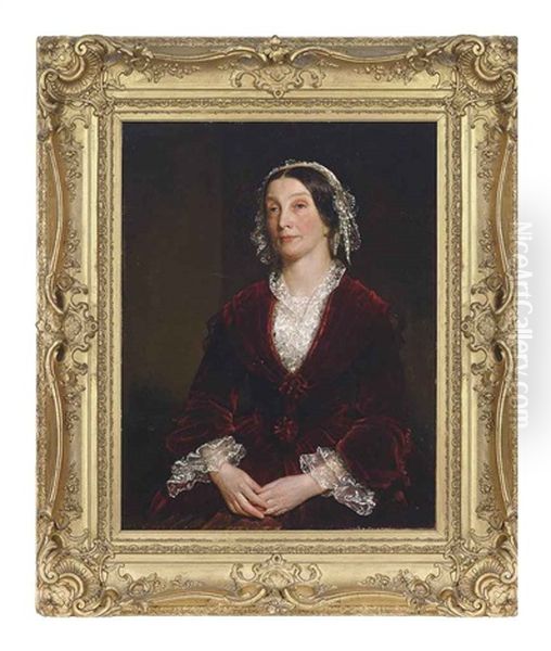 Portrait Of Mrs Adam Black, Seated, In A Velvet Dress Oil Painting by John (Gilbert) Graham