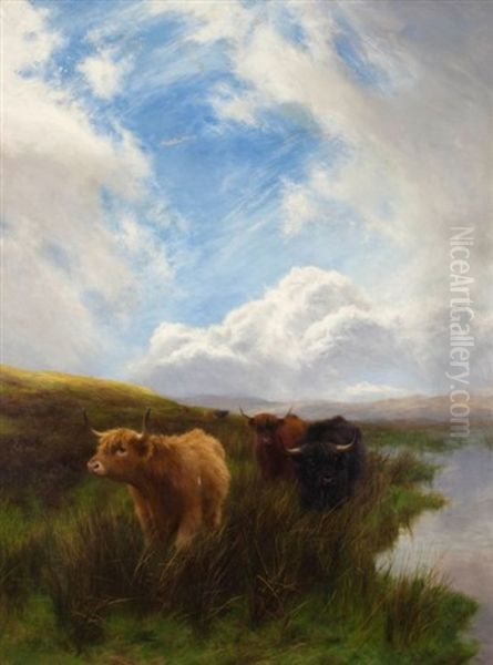 Cattle In Strathclyde Oil Painting by Peter Graham