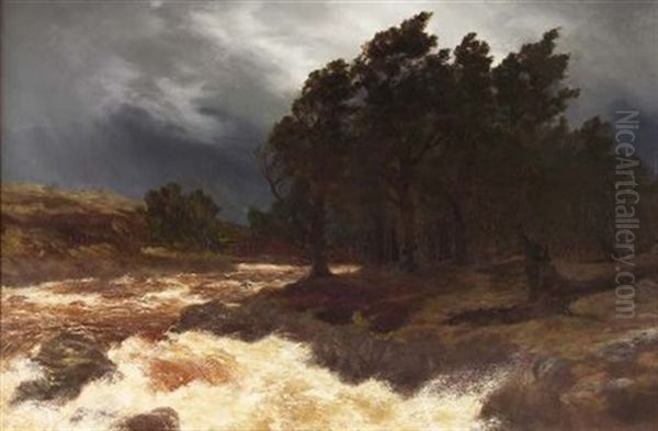 River In Torrent Oil Painting by Peter Graham