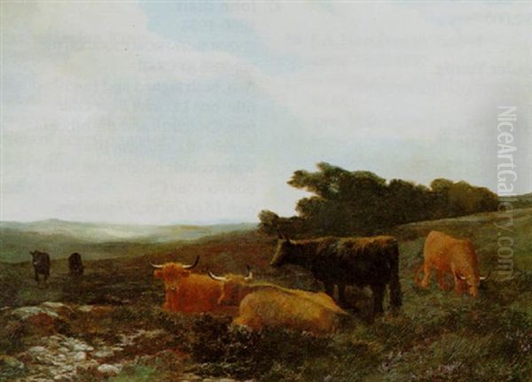 Cattle In The Highlands Oil Painting by Peter Graham