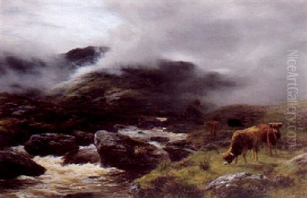 A Highland Spate Oil Painting by Peter Graham