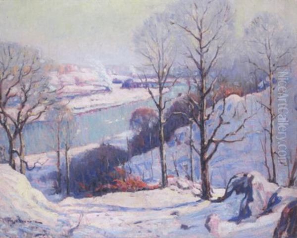 Harlem River In The Snow (no.33) Oil Painting by Robert Alexander Graham