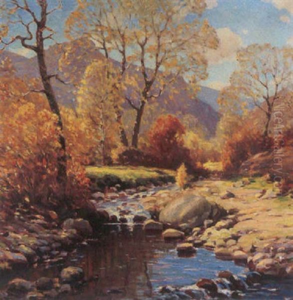 A Colorado Mountain Brook Oil Painting by Robert Alexander Graham