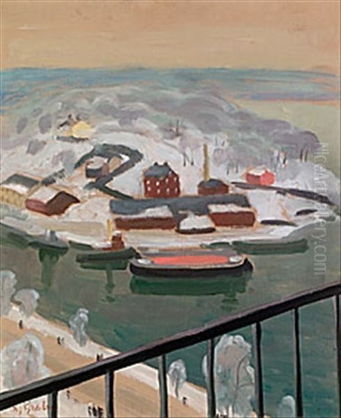 Fran Balkongen Oil Painting by Hjalmar Grahn