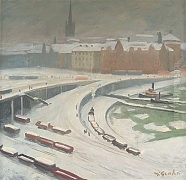 Efter Snofallet Oil Painting by Hjalmar Grahn