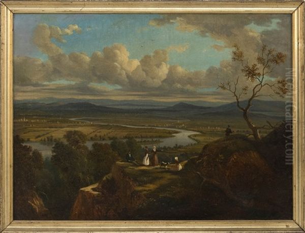 The Oxbow View From Mount Holyoke, Northampton, Massachusetts Oil Painting by Victor de Grailly