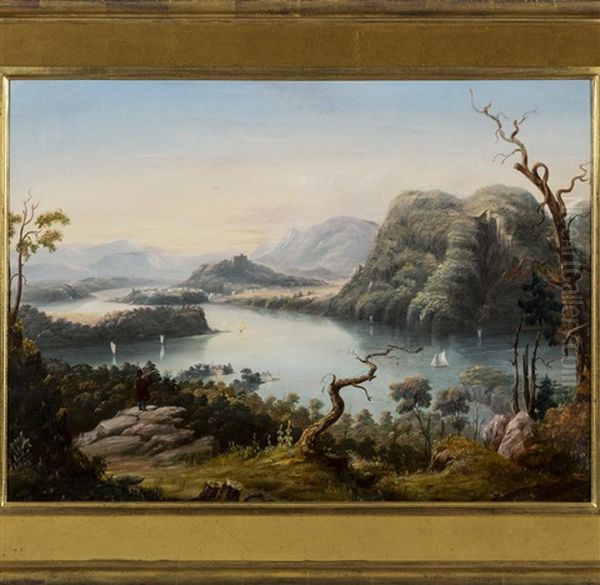 View Of West Point From Bull Hill On The Hudson River Oil Painting by Victor de Grailly