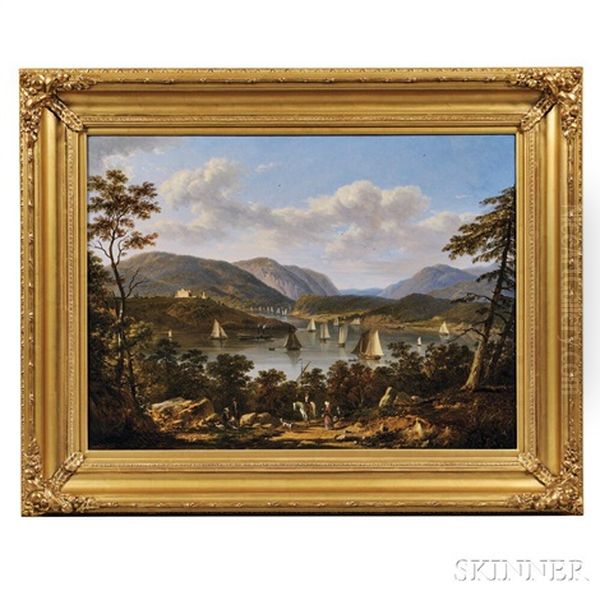 View On The Hudson Oil Painting by Victor de Grailly