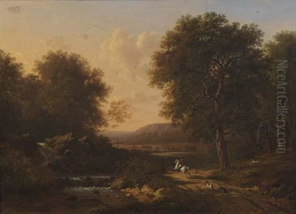 Scene De Chasse A Courre En Foret Oil Painting by Victor de Grailly