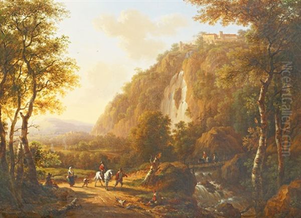 Cascade De Tivoli Oil Painting by Victor de Grailly