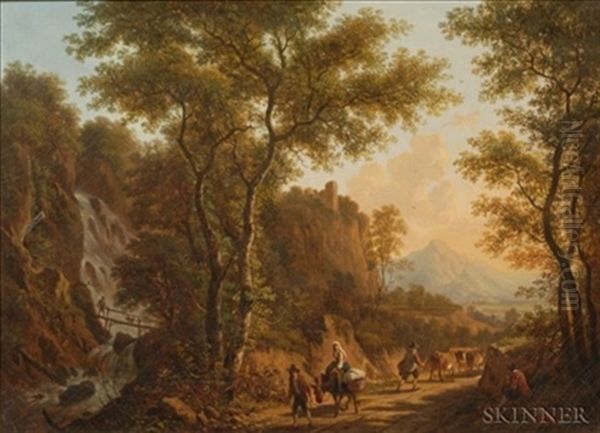 Travelers On A Wilderness Road Oil Painting by Victor de Grailly