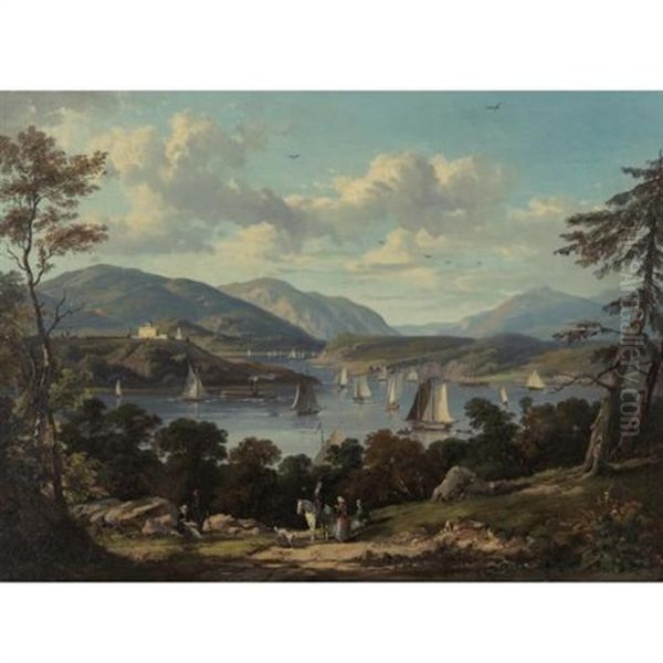 Hudson River From West Point Oil Painting by Victor de Grailly