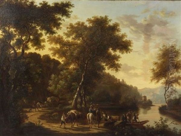 Hudson River Style Landscape Oil Painting by Victor de Grailly