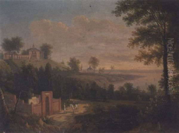 Washington's House And Tomb At Mount Vernon Oil Painting by Victor de Grailly