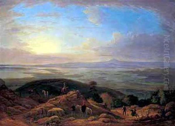 Majestic View At Day's End - View Of Lake Winnipesaukee From Red Hill, New Hampshire Oil Painting by Victor de Grailly