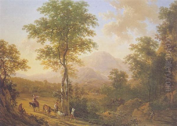 Paysage Pastoral Dans La Campagne Italienne Oil Painting by Victor de Grailly