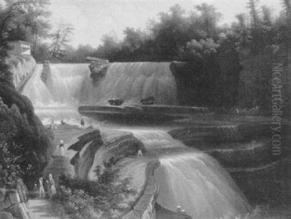 The Waterfall Oil Painting by Victor de Grailly