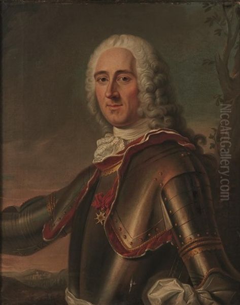 Portrait D'homme En Armure Oil Painting by Antonine Noel B. Graincourt