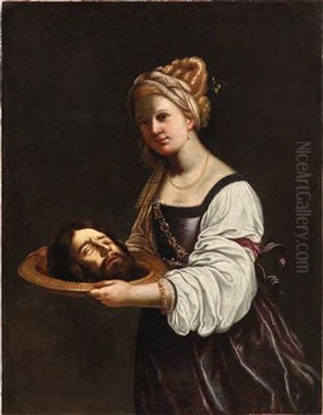 Salome With The Head Of Saint John The Baptist Oil Painting by Antiveduto Grammatica