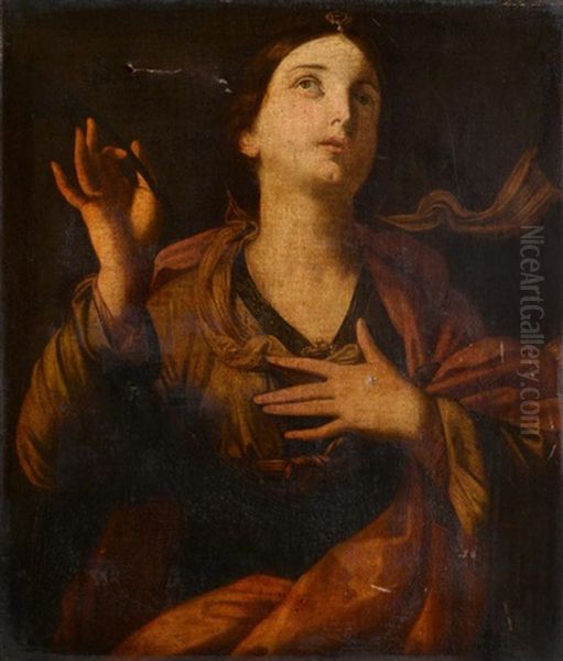 Portrait Of A Female Saint, Half Length, Possibly Catherine Of Alexandria Oil Painting by Antiveduto Grammatica