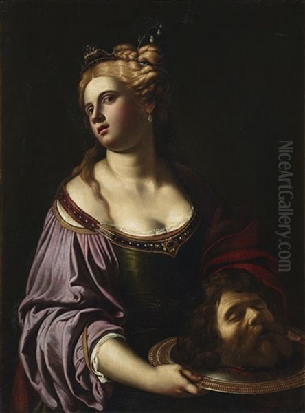 Salome With The Head Of Saint John The Baptist Oil Painting by Antiveduto Grammatica