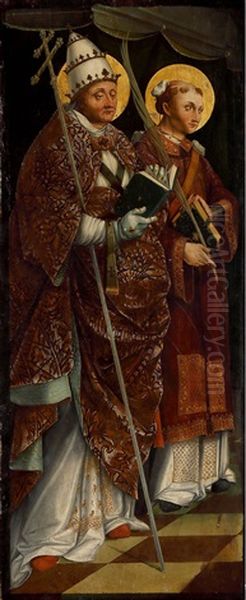 Saints Gregorius The Great And Stephen Protomartyr Oil Painting by Pietro Grammorseo