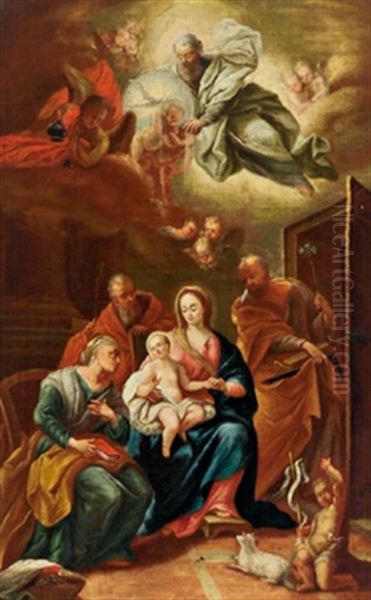 Die Heilige Familie Mit Dem Johannesknaben, Joachim Und Anna Oil Painting by Daniel Gran