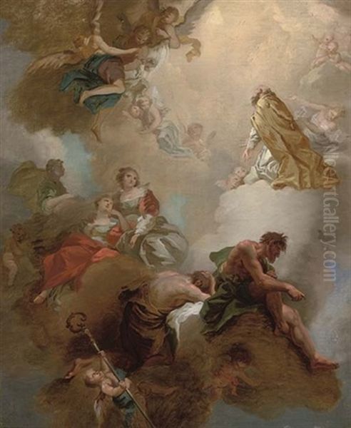 The Ascension Of A Male Saint Oil Painting by Daniel Gran