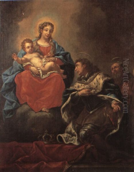 The Virgin And Child With St. Louis Ix Oil Painting by Daniel Gran