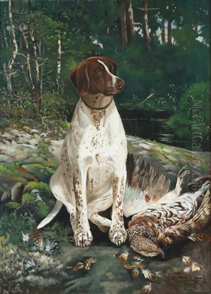 Pointer Med Bytte Oil Painting by Halfdan Gran