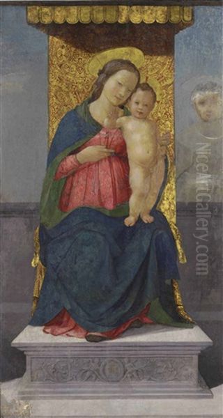 The Virgin And Child Enthroned Oil Painting by Francesco Granacci