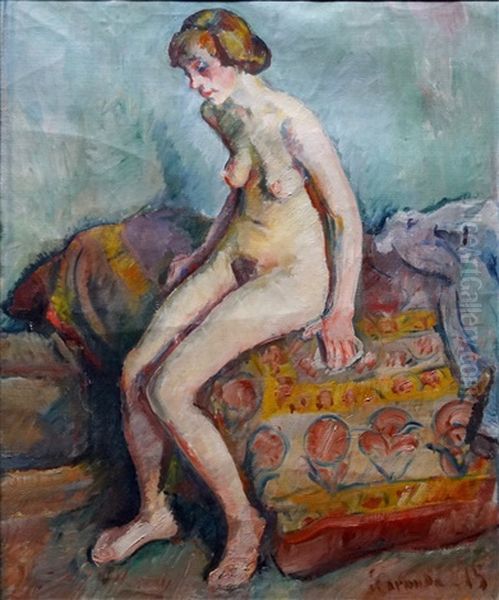 Seated Nude Oil Painting by Severin Grande