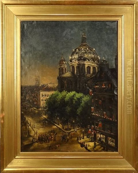 Vue De Paris Animee Oil Painting by Edmond Georges Grandjean