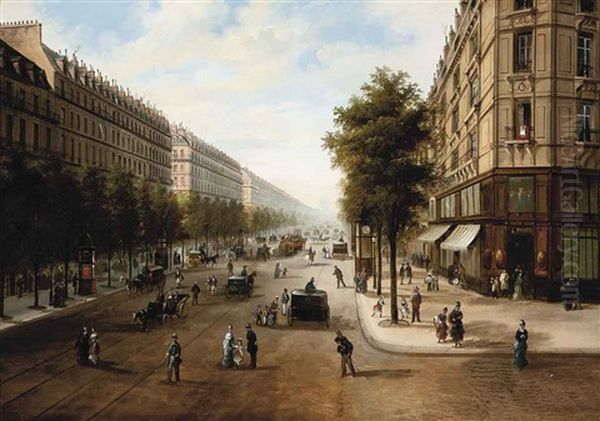 The Boulevard Malesherbes, Paris Oil Painting by Edmond Georges Grandjean