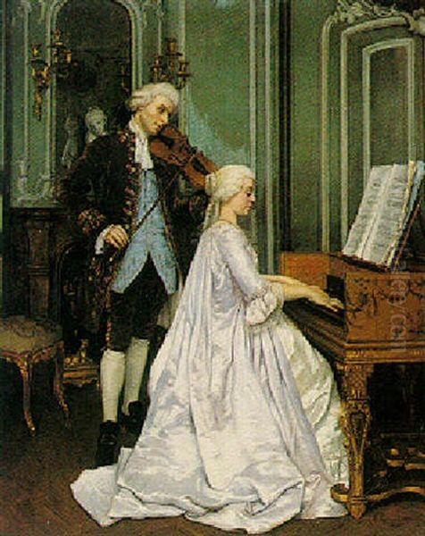 The Duet Oil Painting by Edmond Georges Grandjean