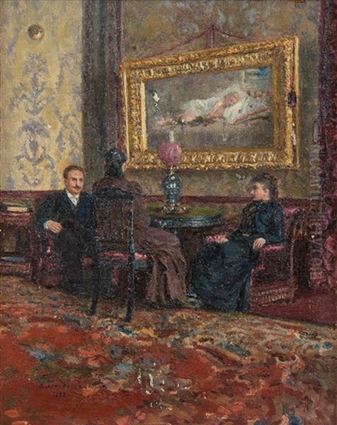 The Guest Oil Painting by Nikolai Karlovich Grandkovsky